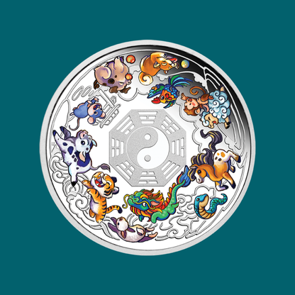 2026 Perth Mint Twelve Baby Lunar Animals 3oz Silver Coloured Coin